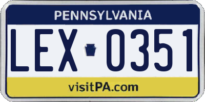 PA license plate LEX0351