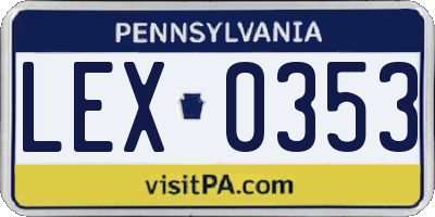 PA license plate LEX0353