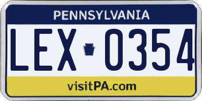 PA license plate LEX0354