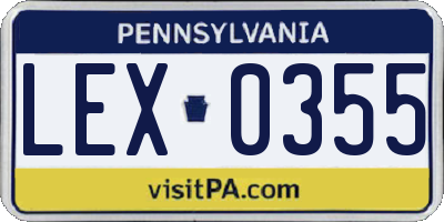 PA license plate LEX0355