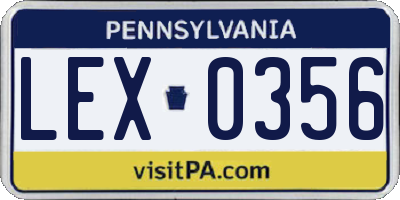 PA license plate LEX0356