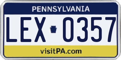 PA license plate LEX0357