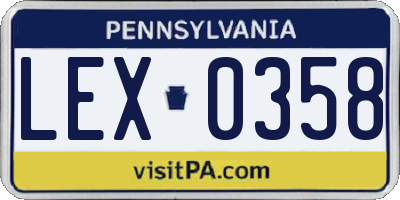 PA license plate LEX0358