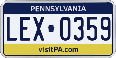 PA license plate LEX0359