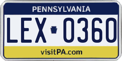 PA license plate LEX0360