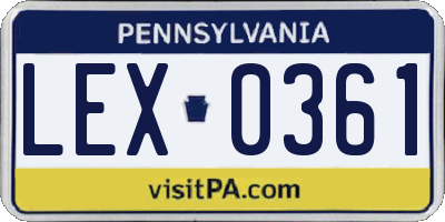 PA license plate LEX0361