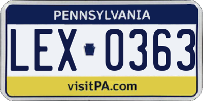 PA license plate LEX0363