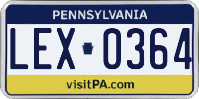 PA license plate LEX0364