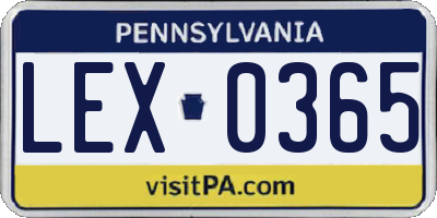 PA license plate LEX0365