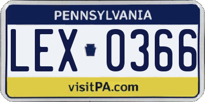 PA license plate LEX0366