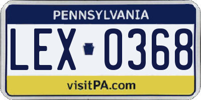 PA license plate LEX0368