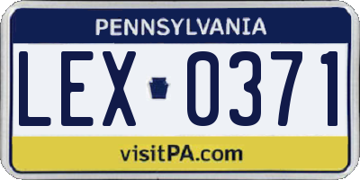 PA license plate LEX0371