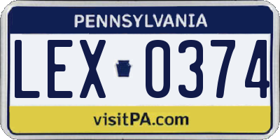PA license plate LEX0374