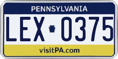 PA license plate LEX0375