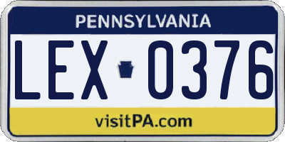 PA license plate LEX0376