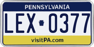 PA license plate LEX0377