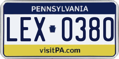 PA license plate LEX0380