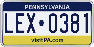 PA license plate LEX0381