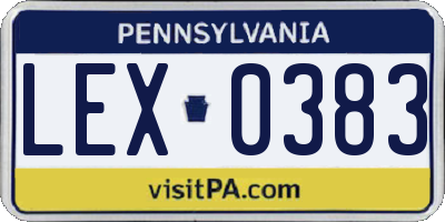 PA license plate LEX0383