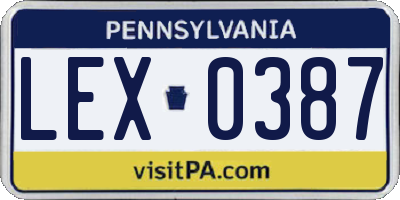 PA license plate LEX0387