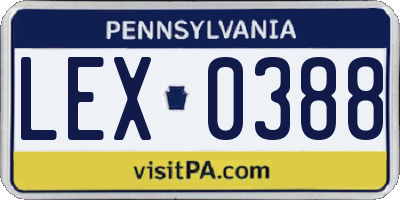 PA license plate LEX0388
