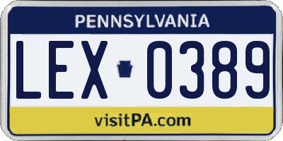 PA license plate LEX0389