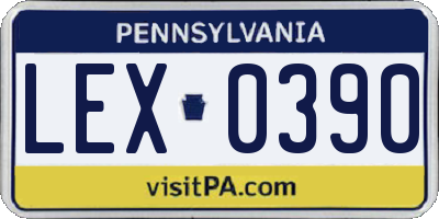 PA license plate LEX0390