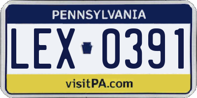 PA license plate LEX0391