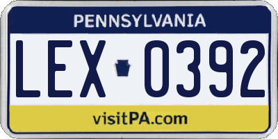 PA license plate LEX0392
