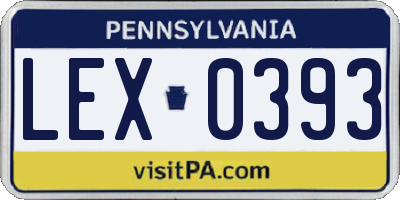 PA license plate LEX0393