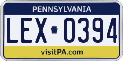PA license plate LEX0394