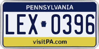 PA license plate LEX0396