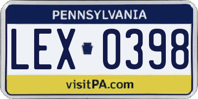 PA license plate LEX0398