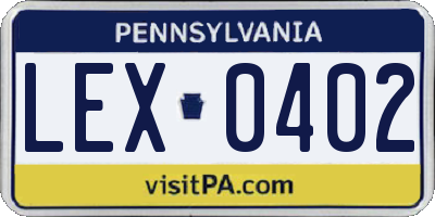 PA license plate LEX0402