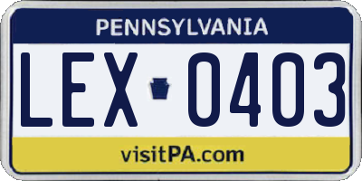 PA license plate LEX0403