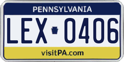 PA license plate LEX0406