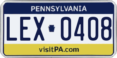 PA license plate LEX0408