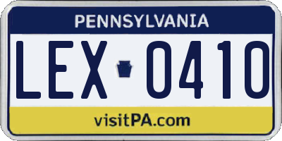 PA license plate LEX0410