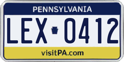PA license plate LEX0412