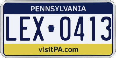 PA license plate LEX0413