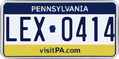 PA license plate LEX0414