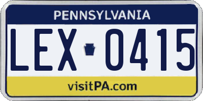 PA license plate LEX0415