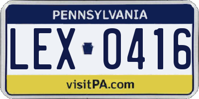 PA license plate LEX0416