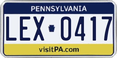 PA license plate LEX0417