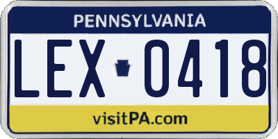 PA license plate LEX0418