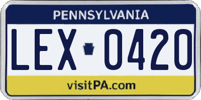 PA license plate LEX0420