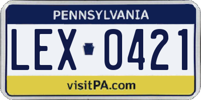 PA license plate LEX0421