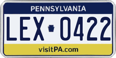 PA license plate LEX0422