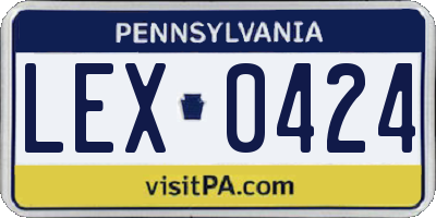 PA license plate LEX0424