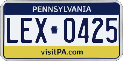PA license plate LEX0425